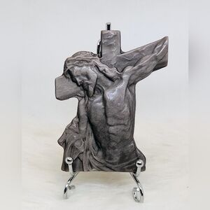 ✝️ Silver Sheen Obsidian Crucifix | Jesus on Cross | Spiritual Gothic Crystal